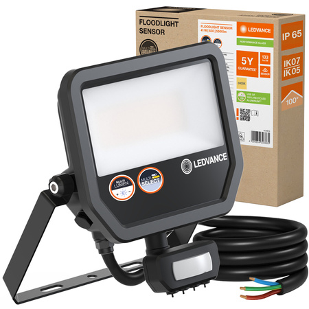 LED-Flutlicht 41W 5500lm 3000K IP65 Schwarz mit Bewegungssensor LEDVANCE Flutlicht