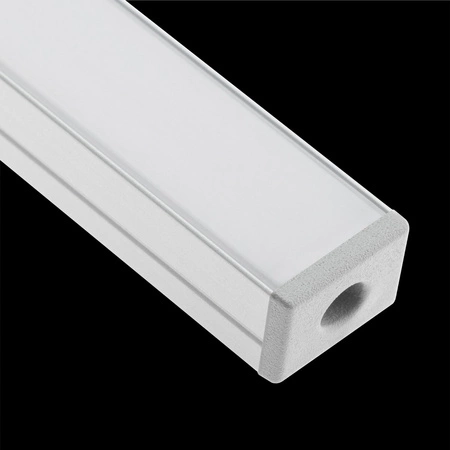 Anodisiertes Aluminium LED-Profil KM33 mit Milchglasabdeckung und Endkappen, 1m Silber LUMILED