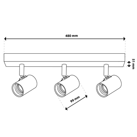 Deckenleuchte SPOT TUBA Reflektor Halogenleuchte 3x E27 GLASA LUMILED
