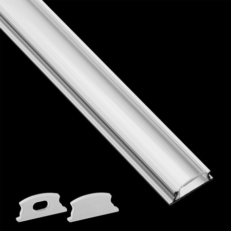 Anodisiertes Aluminium LED-Profil KM24 mit Klarglasabdeckung und Endkappen, 2m, Silber LUMILED