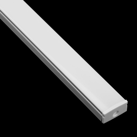 Aluminium LED-Profil KM36 mit Milchglasabdeckung und Endkappen, 2m Silber LUMILED