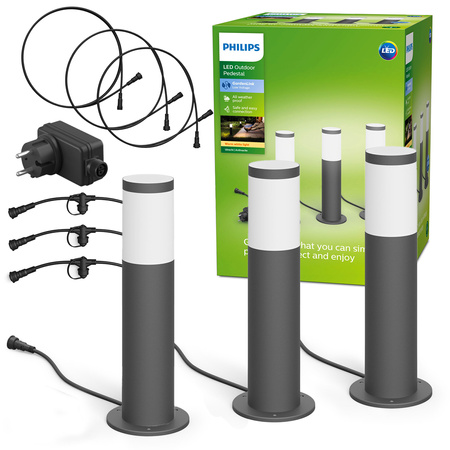 Basisset PEDESTAL GardenLink-Leuchten 3x6W 12V 2700K IP44 Anthrazit PHILIPS