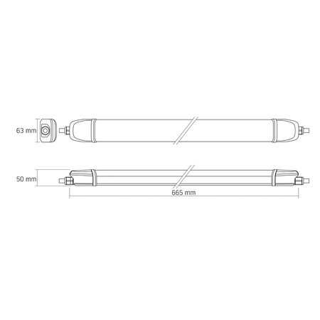 LED 20W 3200lm 5000K Neutral 140° 60cm IP65 Weiß Langfeld-Anbauleuchte Videx
