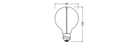 LED Dekorative Glühbirne G95 Sphere E27 2.2W = 12W 120lm 2700K Warm 320° Filament Vintage 1906 Osram