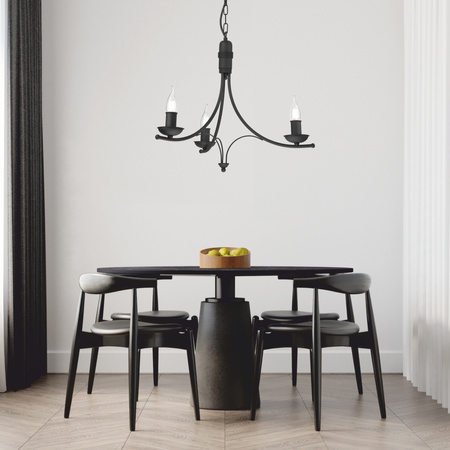 LUCY Hängelampe 3xE14 Kronleuchter Schwarz Klassisch LM-3.153 Lamkur