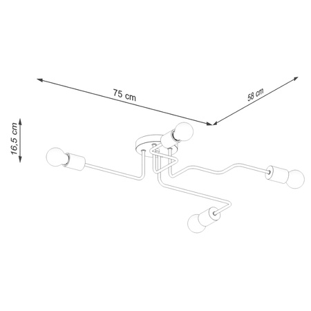 Kronleuchter Deckenleuchte 4x E27 Naturholz Schwarz Timbo Peach Puff SL.1669 Sollux