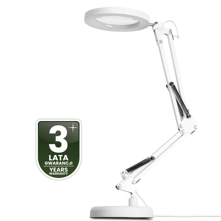 Schreibtischlampe LED 8W CCT Zeichnung Tischlampe 3x Vergrößerungsglas LUCA 2 Weiß LUMILED