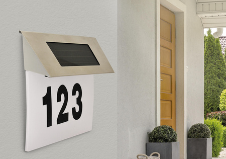 LED-Solar-Gartenlampe beleuchtete Hausnummern-Wandlampe 5W 6500K IP44 GOLDLUX-Sensor (Polux)