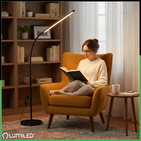 LED 14W CCT Dimmbare Stehlampe mit Höhenverstellung LONGA 2 Schwarz LUMILED