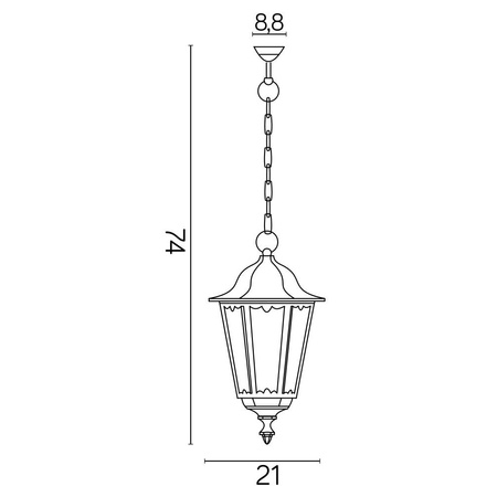 Hängende LED-Gartenlampe für den Außenbereich Retro Midi K 1018/1/M E27 Su-Ma