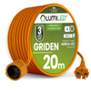 Garten Verlängerungskabel Konstruktion Single 1 Sockel 20m Orange Cord GRIDEN Lumiled