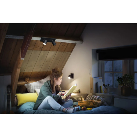 LED Spot Runner Deckenleuchte Schwarz 2x4.2W CCT PHILIPS HUE Bluetooth Zigbee + Dimmschalter