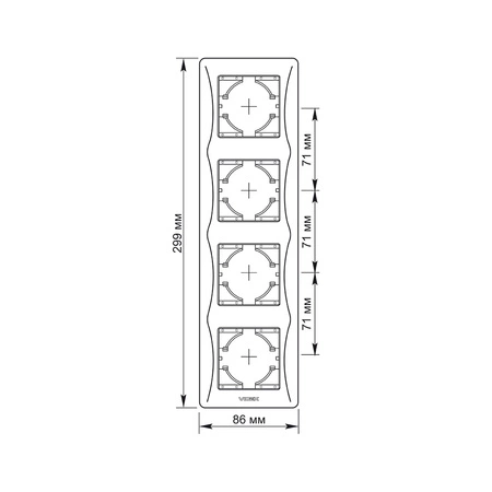 Horizontaler Rahmen für Wandsteckdosen mit vier Steckplätzen Schwarz BINERA VIDEX