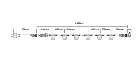 Garten Girlande Outdoor-Lichterkette 10m 10x E27 Glühbirnen 2W 3000K NARCI Lumiled