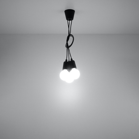 DIEGO LED-Deckenleuchte 3xE27 hängend Schwarz SOLLUX