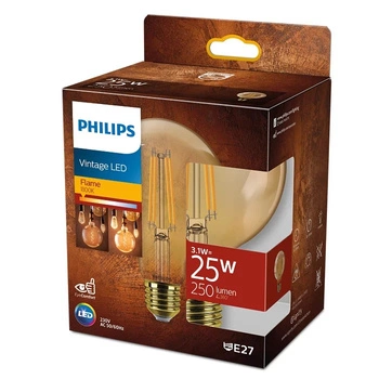 Globus-LED Lampen E27 G95 3,1 W = 25 W, 250 lm, 1800 K, warmes Filament, bernsteinfarben PHILIPS