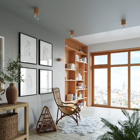 LED SALGADO E27 Wandleuchte Naturholz SOLLUX