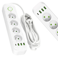 Verlängerungskabel CONNECTO 4x230V 3m 4GN Fehlerstromschutzschalter 4xUSB Weiß Kobi