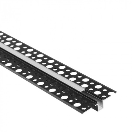 LED-Profil aus Aluminium für Gipskarton REGIPS Unterputz Schwarz 2m mit mattiertem Diffusor für LED-Streifen + Kappen Ecolight GPW Serie