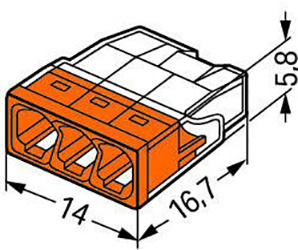 100x WAGO 2273-203 Quick Connect Installationsverbinder für DRAHT 3x0,5-2,5mm