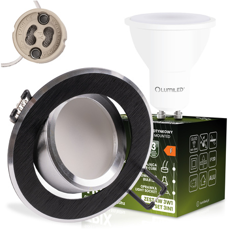 TRIX 3in1 GU10 6W 4000K Schwarz LUMILED Runde Halogen-Einbauleuchte