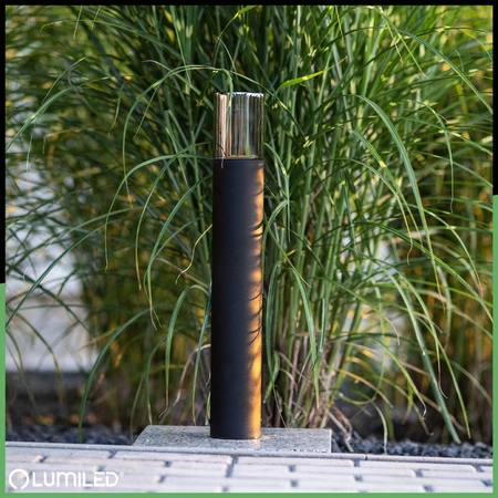 Stehende Gartenlampe für E27 Glühbirne Schwarzes Glas IP54 80 cm SALVIA LUMILED