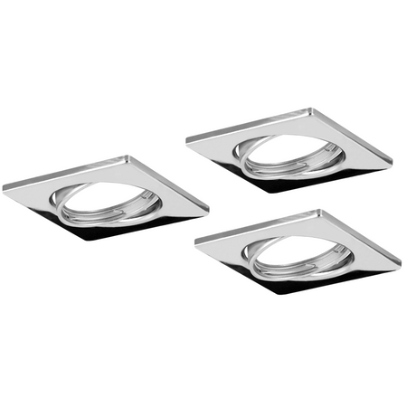Set mit 3 x OPIN GOLDLUX (Polux) beweglicher Halogenlampe quadratisch Metall Chrom MR16 GU10
