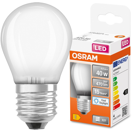 E27 P45 LED Lampen 4W = 40W 470lm 6500K Kalt 300° OSRAM STAR Filament