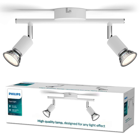 Deckenleuchte LIMBALI 2x GU10 Wandleuchte Reflektor beweglich Weiß PHILIPS