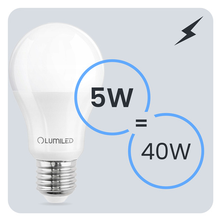 LED Lampen E27, Glühbirne A60 5W = 40W 470lm 260° 4000K neutral LUMILED