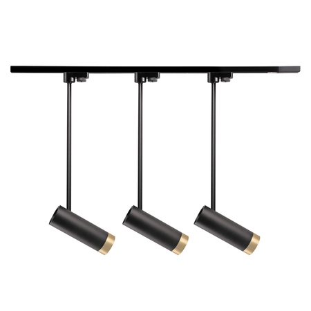 Stromschienen-Kit 1-Phasen-Schiene + 3x GU10 Reflektor Schwarz Gold PORTO Sanico Goldlux