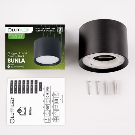 HALOGEN-Anbauleuchte SUNLA Tuba Gx53 LED Spot Wandleuchte Deckenzylinder Schwarz LUMILED