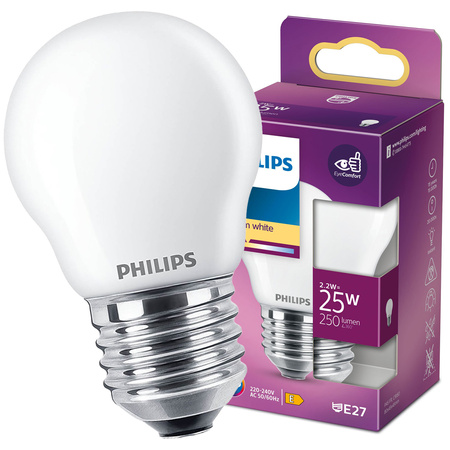 E27 P45 LED Lampen 2,2 W = 25 W, 250 lm, 2700 K, warmes Filament PHILIPS