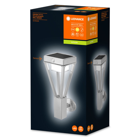 Wandleuchte Solarwand-Fassadenleuchte 6W 550lm 3000K Bewegungssensor Endura STYLE SOL WALL grau LEDVANCE