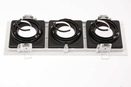 Einbaustrahler 3x GU10, Einbauspot HALOGEN Quadrat beweglich Weiß GEMINUS LUMILED