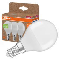 3x LED-Lampe P45 Ball E14 4.9W = 40W 470lm 2700K Warm 200° PCR LAMPS Osram