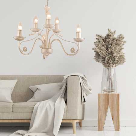 DONATO Hängelampe 6xE14 Kronleuchter Weiß Klassisch LM-6.29/A Lamkur