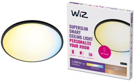 Plafond LED Deckenanbauleuchte 14W CCT Schwarz Rund SMART WiFi WiZ