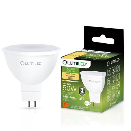 LED Lampen GU5.3, Glühbirne MR16 6W = 50W 580lm 120° 3000K warm LUMILED