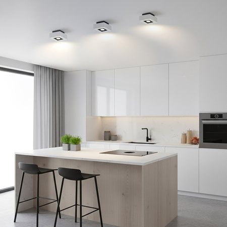 Halogen-Aufbauleuchte GU10, Aufbauspot beweglich Quadrat Weiß AURI LUMILED