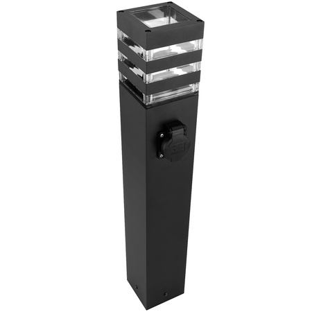 Gartenleuchte E27, Außenstehleuchte Pollerleuchte mit Steckdose 60cm TAXUS 2 LUMILED