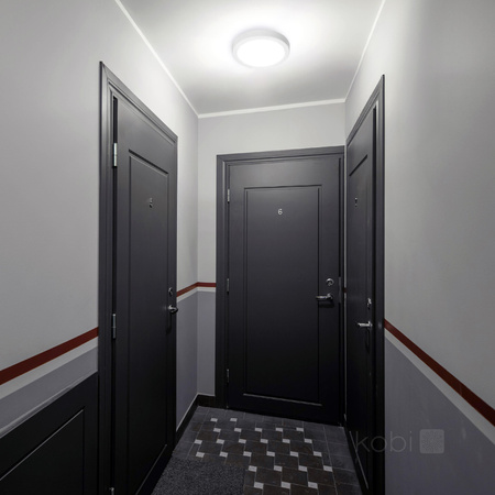 LED-Badezimmer-Deckenleuchte Aufputz 18W 1890lm 4000K 120° mit Bewegungs- und Dämmerungssensor Weiß IP65 Nairos Kobi