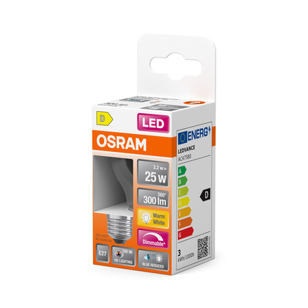 LED-Lampe P45 Ball E27 2.2W = 25W 300lm 2700K Warm CRI90 300° Filament Dimmbar SUPERSTAR PLUS CLASSIC Osram