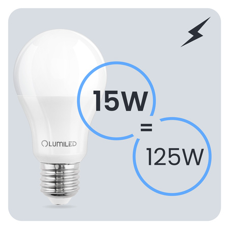 LED Lampen E27, Glühbirne A65 15W = 125W 1952lm 260° 6500K kalt LUMILED