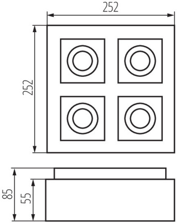 Aufbau-Halogen-Spotleuchte SPOT Movable Schwarz 4xGU10 STOBI Kanlux