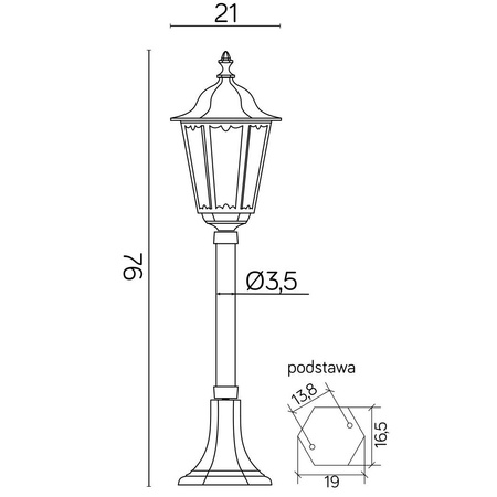 Außenstehende Gartenleuchte POST Retro Midi K 5002/3/M E27 76cm Su-Ma