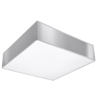 LED-Deckenleuchte Deckenaufbauleuchten HORUS 2xE27 Quadratische Leuchte 35cm Grau SOLLUX