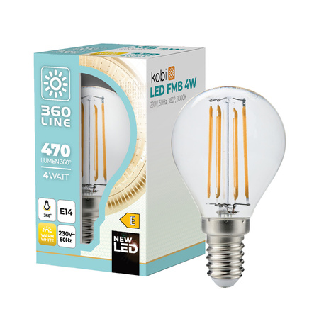 LED-Lampe E14 Ball 4W 470lm 3000K Warm 360° Filament Line Kobi