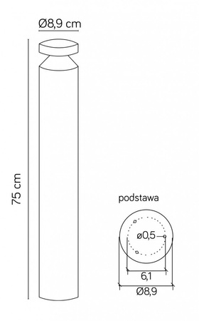 Außenstehende Gartenleuchte LED POST Delta DL-750 6W 440lm 4000K Neutral 75cm Su-Ma
