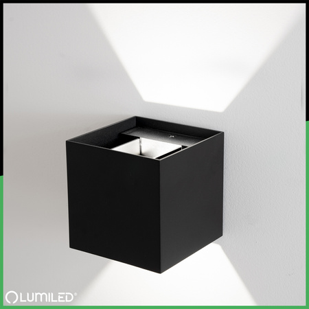 Wandleuchte Außen 2x 3W, Garten-Wandleuchte 4000K nach oben und unten verstellbar Schwarz PICEA LUMILED